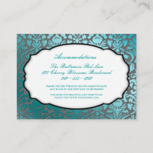 PixDezines teal flora damask/accommodations Enclosure Card