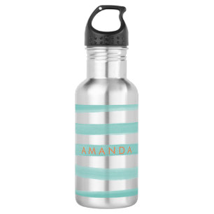 PixDezines Teal Green Stripes/adjustable 532 Ml Water Bottle