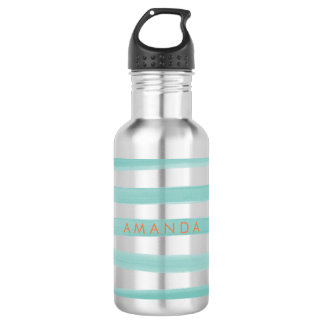 PixDezines Teal Green Stripes/adjustable 532 Ml Water Bottle