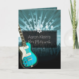 PixDezines teal guitar/photo/bar mitzvah Invitation