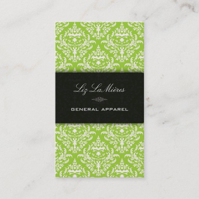 PixDezines Teal+Pearl Céline Vintage Damask Business Card (Front)