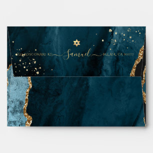 PixDezines Teal Watercolor Agate Envelope