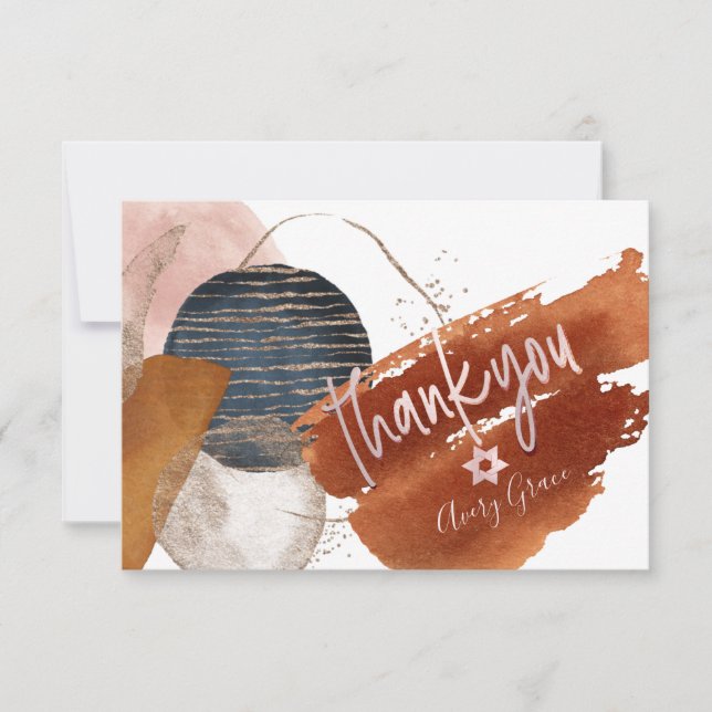 PixDezines THANK YOU Bat Mitzvah Watercolor Shapes (Front)