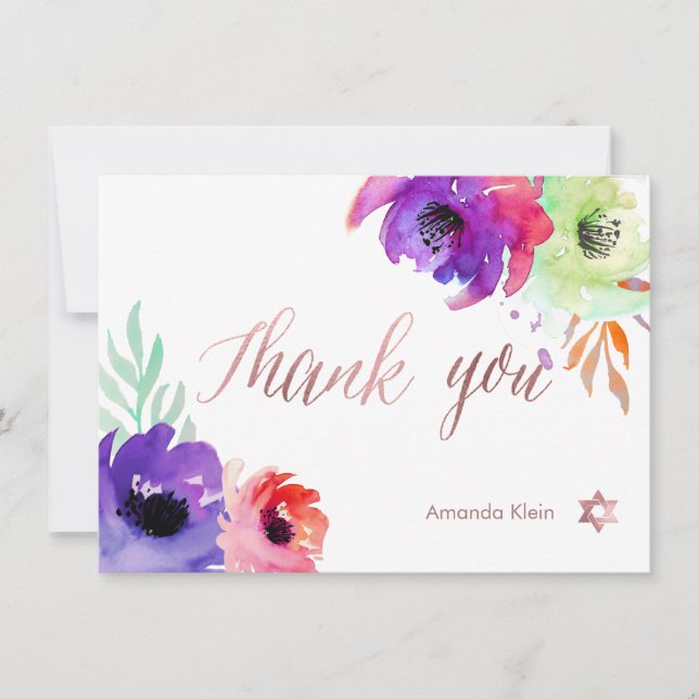 PixDezines Thank You/Floral/Watercolor/Roses You Card (Front)