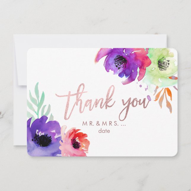 PixDezines Thank You/Floral/Watercolor/Roses You Card (Front)