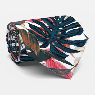 PixDezines Thunder Blue Rust Tropical Foliage Tie