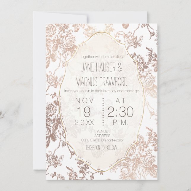 PixDezines Toile Rose Gold/DIY Background Invitation (Back)