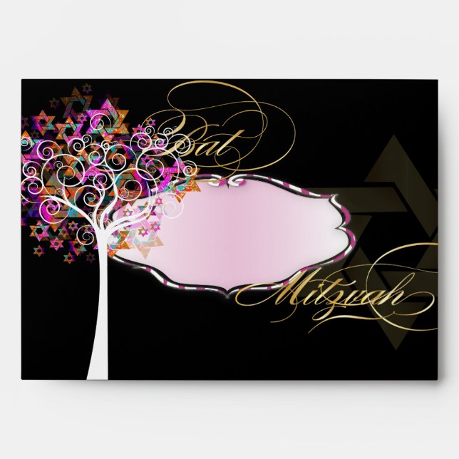 PixDezines Tree of Life Bat Mitzvah/DIY Background Envelopes (Front)