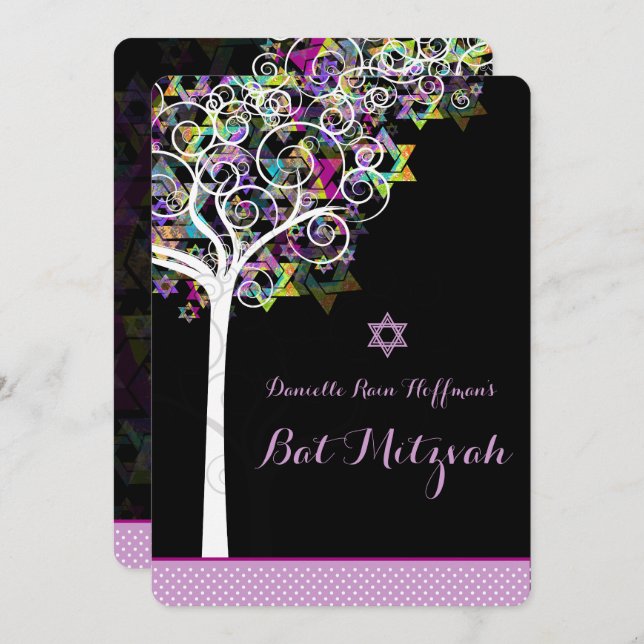 PixDezines tree of life Bat Mitzvah/diy background Invitation (Front/Back)
