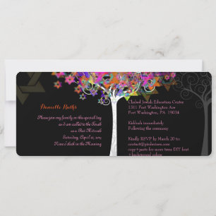 PixDezines Tree of Life Bat Mitzvah/pink Invitation
