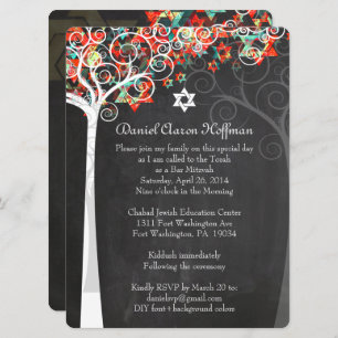 PixDezines tree of life mitzvah/chalkboard Invitation