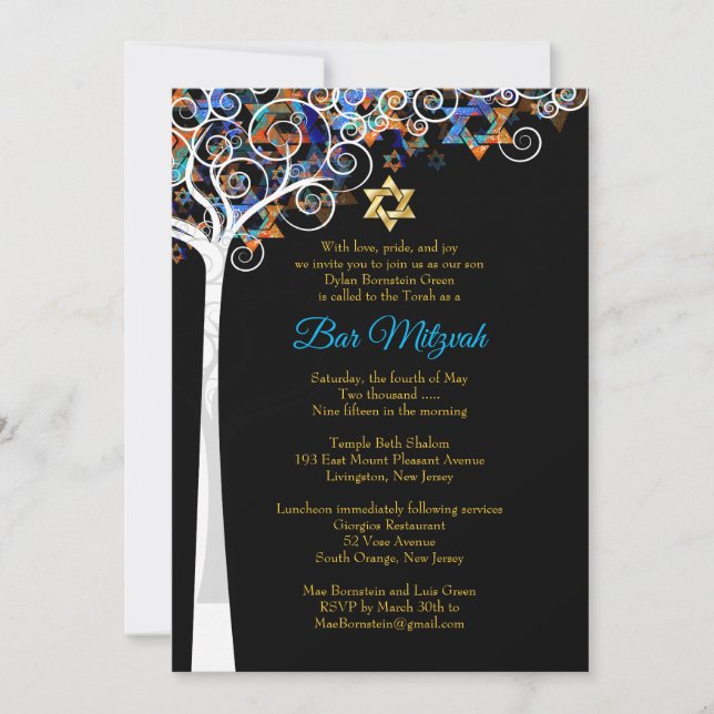 PixDezines tree of life mitzvah/DIY background Invitation (Front)