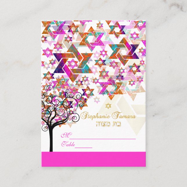 PixDezines Tree of Life Mitzvah Place Cards (Front)