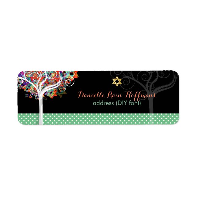 PixDezines tree of life/mitzvah Return Address Label (Front)