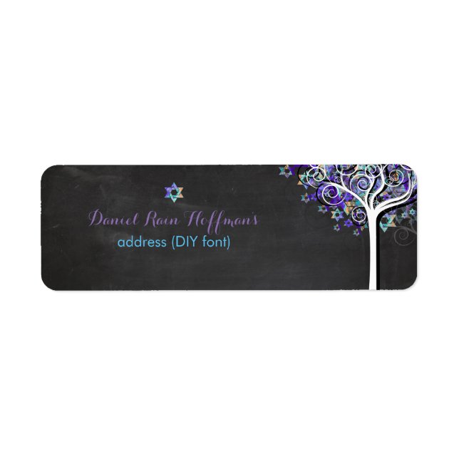 PixDezines tree of life/purple/mitzvah Return Address Label (Front)