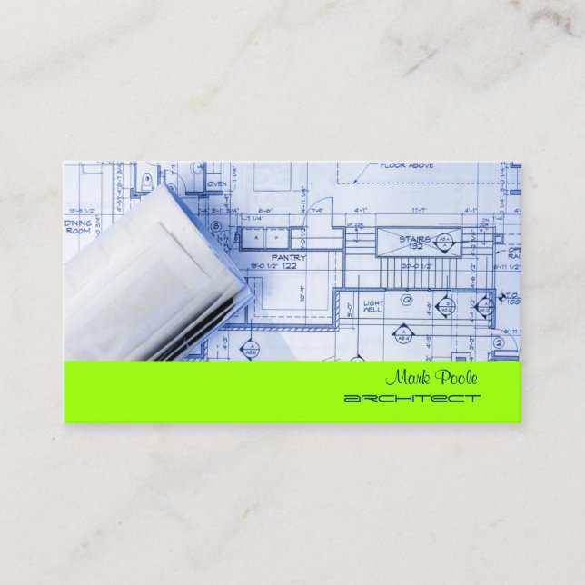 PixDezines Trendy Architect/DIY colour/neon green Business Card (Front)