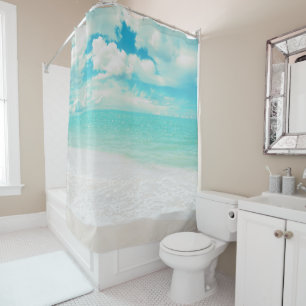 PixDezines Tropical Beach Sand Sea Sky Shower Curtain