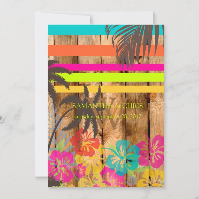 PixDezines tropical grunge/beach theme/DIY colours Invitation (Front)