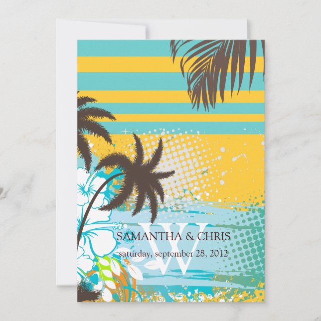 PixDezines tropical grunge/beach theme/DIY colours Invitation (Front)