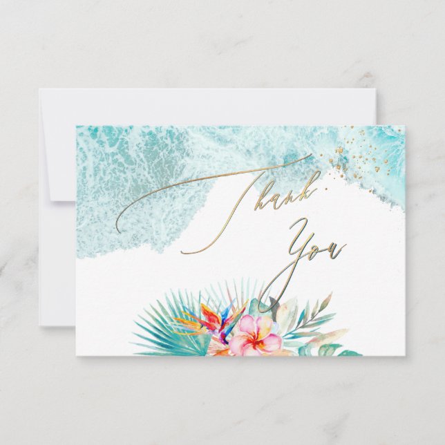 PixDezines Tropical Paradise Beach Thank You Invitation (Front)