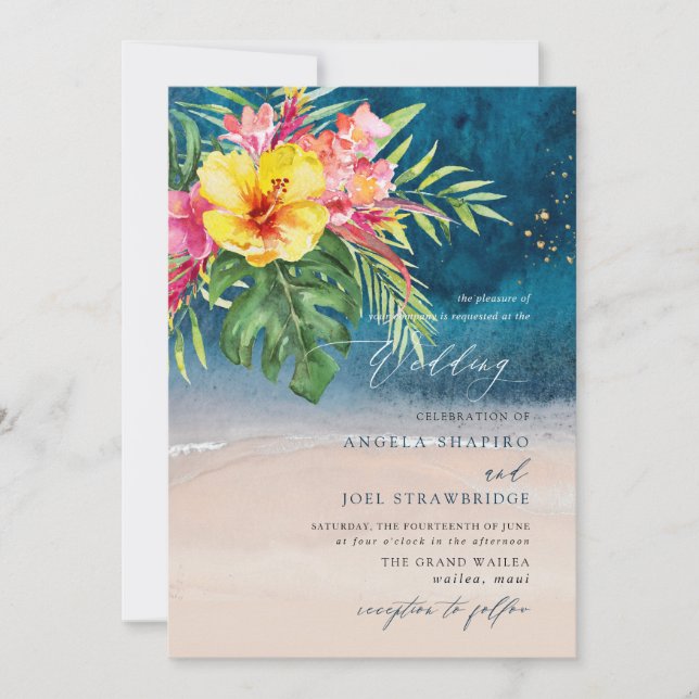 PixDezines Tropical Paradise Beach Wedding Invitation (Front)