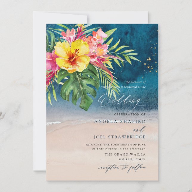 PixDezines Tropical Paradise Beach Wedding Invitation (Front)