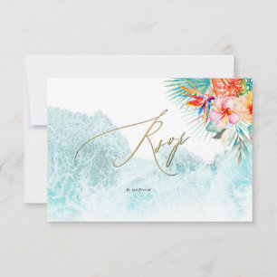 PixDezines Tropical Paradise Beach Wedding RSVP Invitation