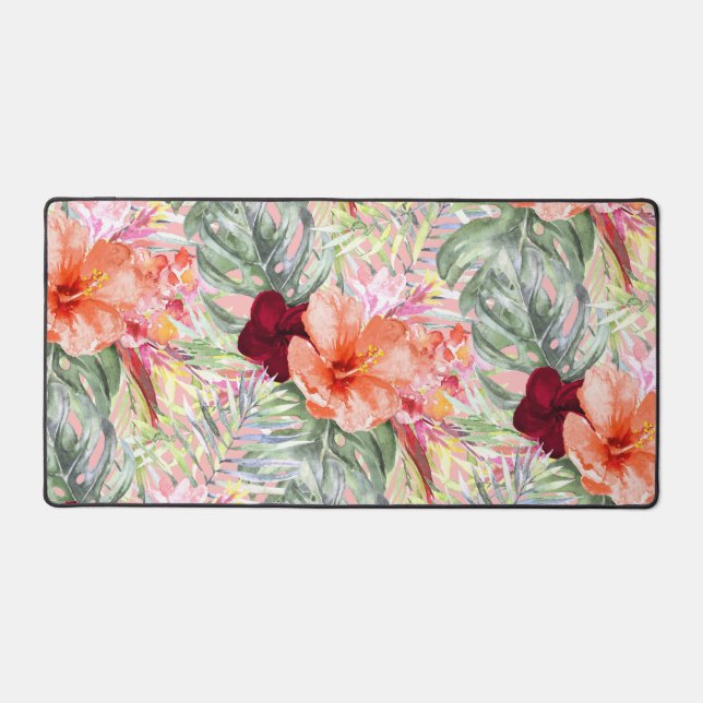 PixDezines Tropical Paradise Botanical Pattern Desk Mat (Front)
