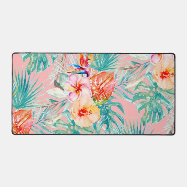PixDezines Tropical Paradise Botanical Pattern Desk Mat (Front)