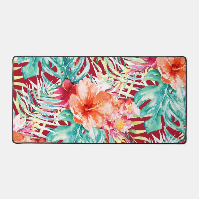 PixDezines Tropical Paradise Botanical Pattern Desk Mat (Front)