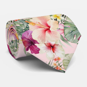 PixDezines Tropical Paradise Floral Foliage Tie