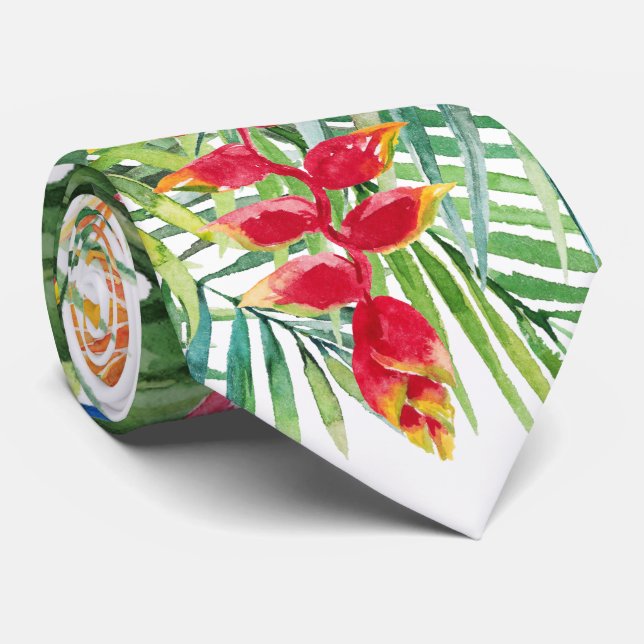 PixDezines Tropical Paradise Floral Foliage Tie (Rolled)