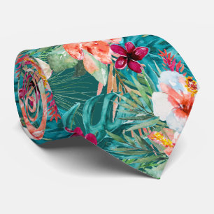 PixDezines Tropical Paradise Floral Foliage Tie