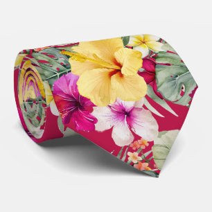 PixDezines Tropical Paradise Floral Foliage Tie