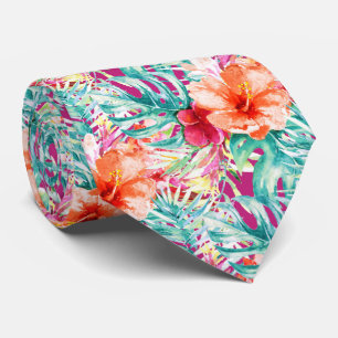 PixDezines Tropical Paradise Floral Foliage Tie