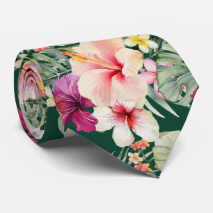 PixDezines Tropical Paradise Floral Foliage Tie