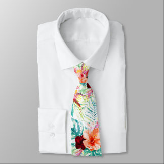 PixDezines Tropical Paradise Floral Foliage Tie