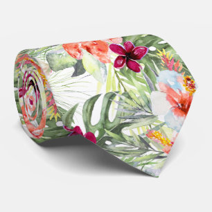 PixDezines Tropical Paradise Floral Foliage Tie