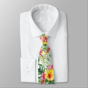 PixDezines Tropical Paradise Floral Foliage Tie
