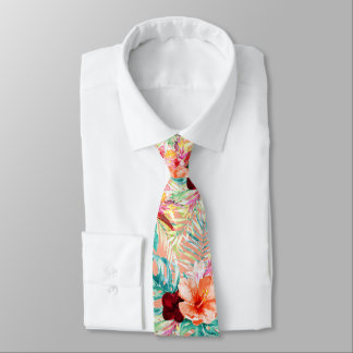 PixDezines Tropical Paradise Floral Foliage Tie