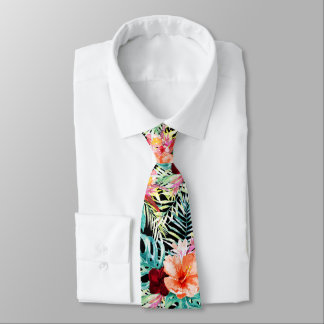 PixDezines Tropical Paradise Floral Foliage Tie