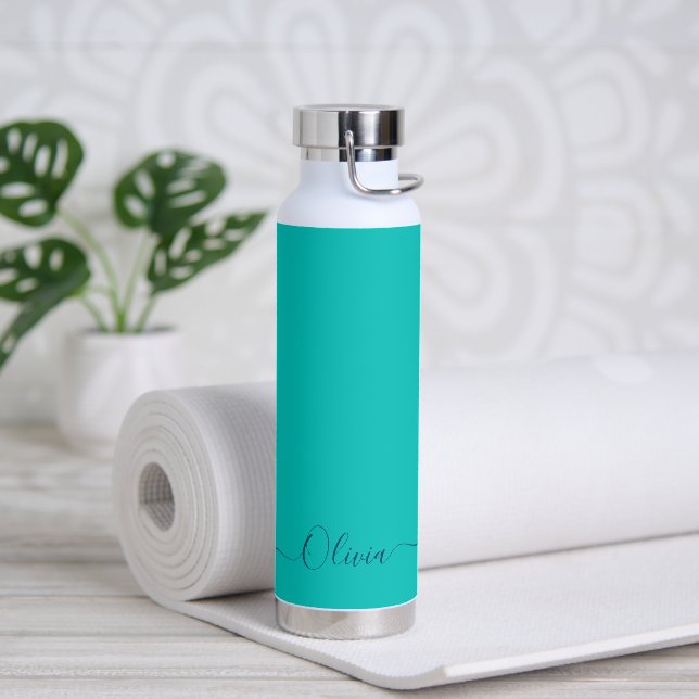 PixDezines Turquoise Aruba Teal DIY Colour Water Bottle (Yoga)