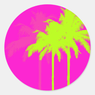 PixDezines twin palms/diy background colour Classic Round Sticker