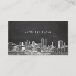 PixDezines Twin Towers NYC Skyline/Chalkboard Business Card