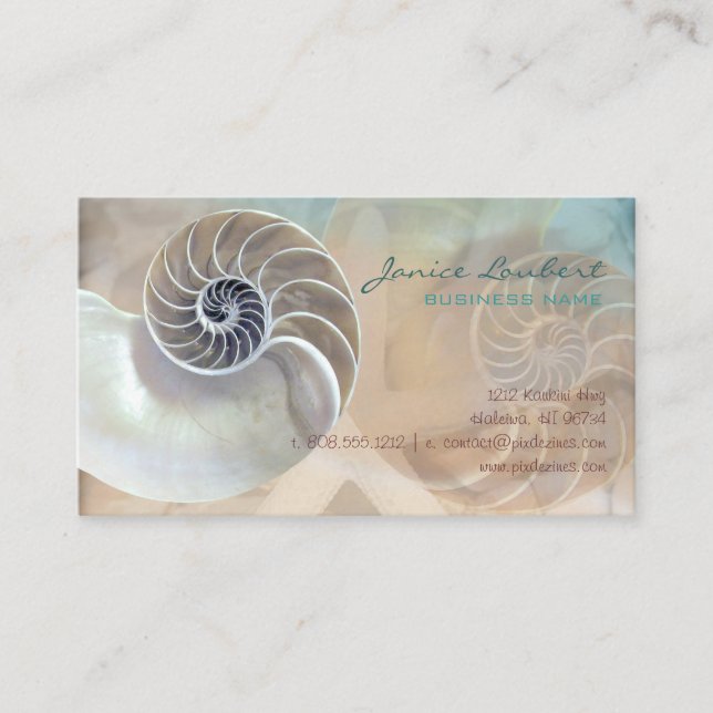 PixDezines Under the Sea, Nautilus Business Card (Front)