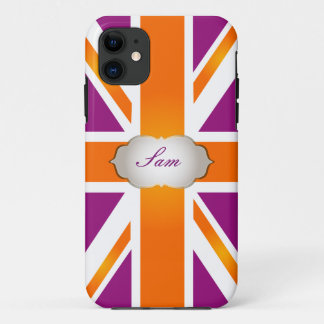PixDezines union jack/raspberry+orange iPhone 11 Case