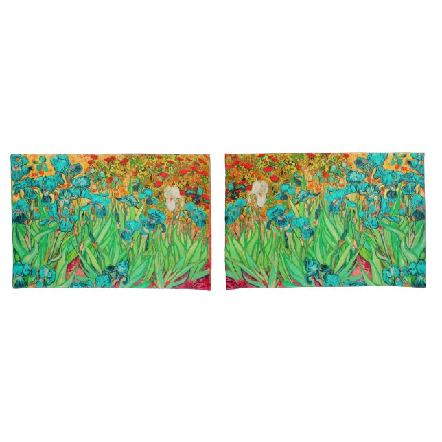 PixDezines Van Gogh Irises/Teal/St. Remy Pillowcase (Front-Set)