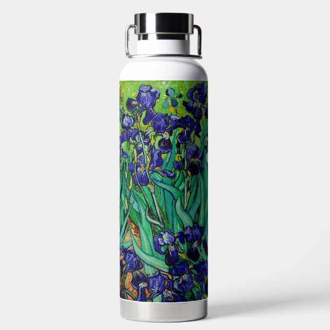 PixDezines Van Gogh Purple Irises, St. Remy Water Bottle (Back)
