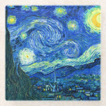 PixDezines Van Gogh Starry Night/St. Remy Glass Coaster<br><div class="desc">Van Gogh's famous painting,  "The Starry Night." Painted during his stay at the Saint Remy asylum in the 1880's,  van Gogh depicted the rolling hills and cypress trees he saw from his window.  Digitally enhanced by PixDezines.  Copyright © 2008-2016 PixDezines.com™ and PixDezines™ on zazzle.com. All rights reserved.</div>