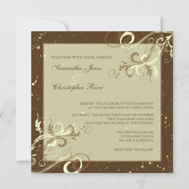 PixDezines VANILLA SWIRLS/CAFE AU LAIT Invitation (Front)